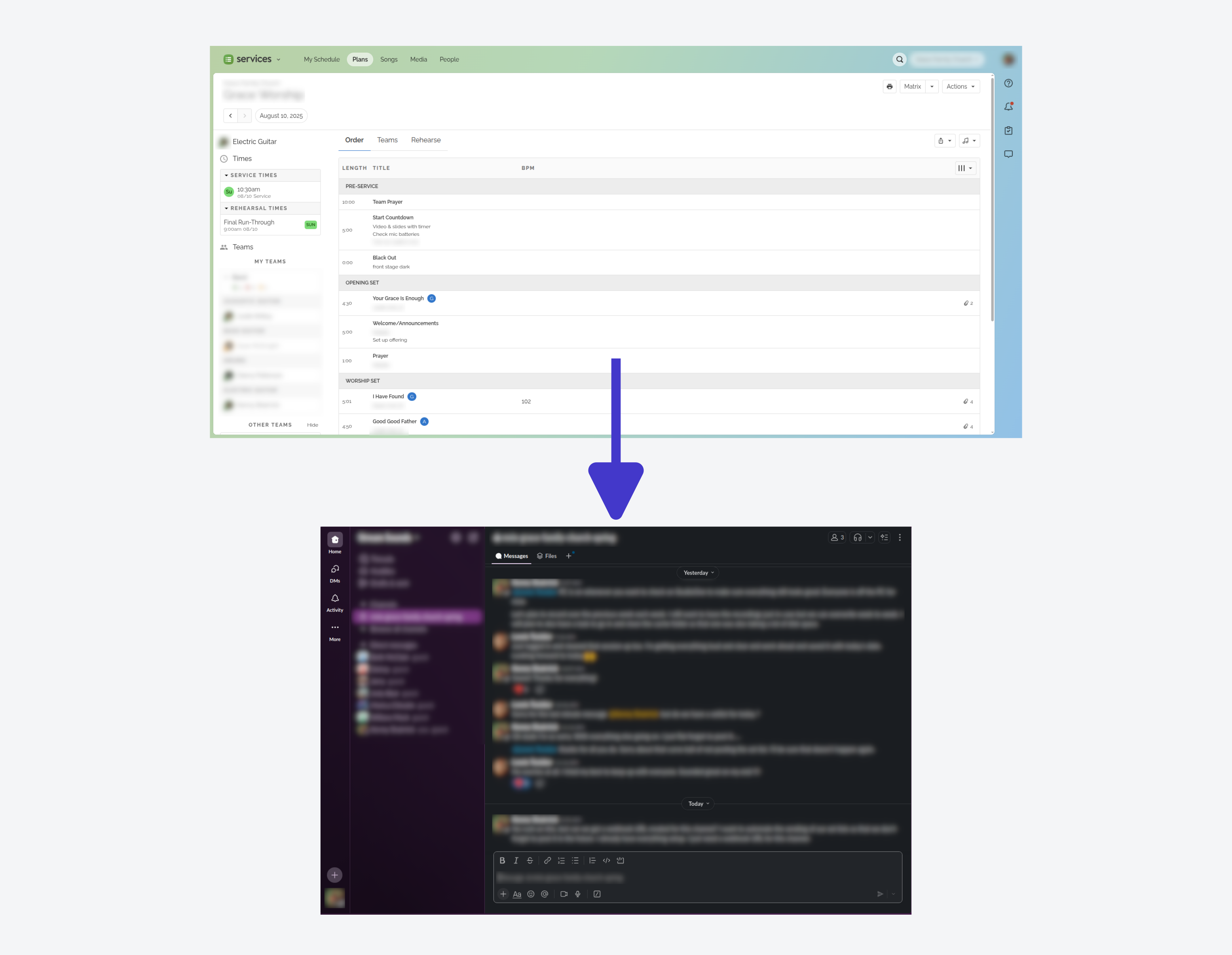 Planning Center to Slack Automation